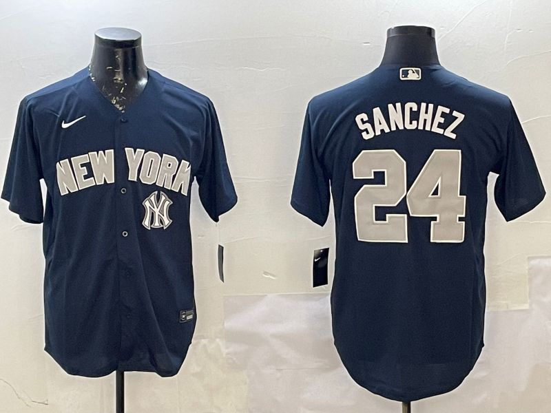 Men New York Yankees #24 Sanchez Blue Game 2025 Nike MLB Jersey style 5->new york yankees->MLB Jersey